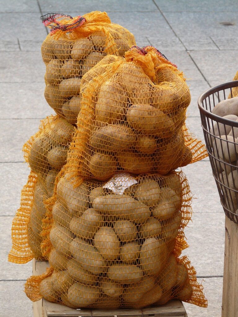 potatoes, potato sack, vegetables, potato, food, ingredient, meal, market, potato sack, potato sack, potato, potato, potato, potato, potato